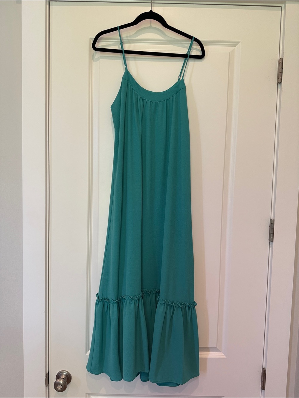 fab'rik Teal Maxi Dress with Ruffle Hem